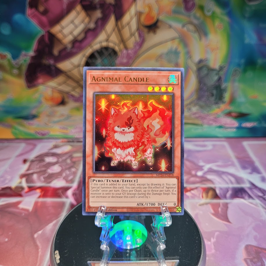 An Ultra Rare "Agnimal Candle" card from the Yugioh Set: 25th Anniversary Tin: Dueling Mirrors.