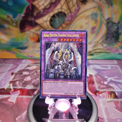 A Secret Rare "Alba System Dogmatikalamity" card from the Yugioh Set: Battles of Legend: Monster Mayhem (BLMM).
