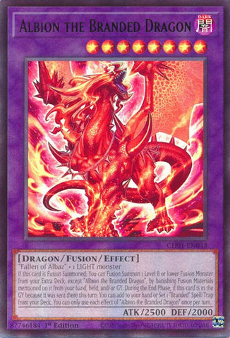 An Ultra Rare "Albion the Branded Dragon" card from the Yugioh Structure Deck: The Fallen & The Virtuous (CH01).