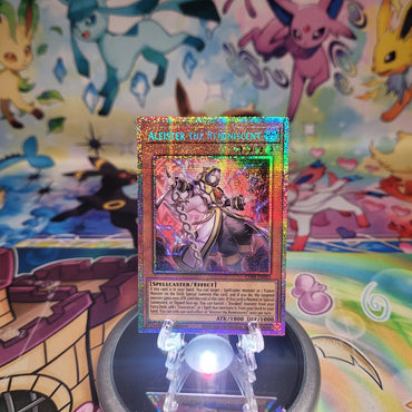 A Starlight Rare "Aleister the Reminiscent" card from the Yugioh Set: Chaos Origins (CORI).