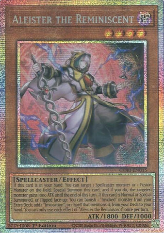 A Starlight Rare "Aleister the Reminiscent" card from the Yugioh Set: Chaos Origins (CORI).
