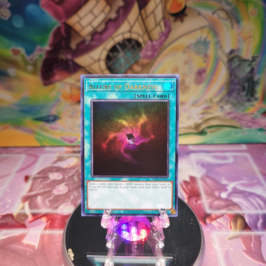 An Ultra Rare "Allure of Darkness" card from the Yugioh Set: Quarter Century Bonanza (RA03).