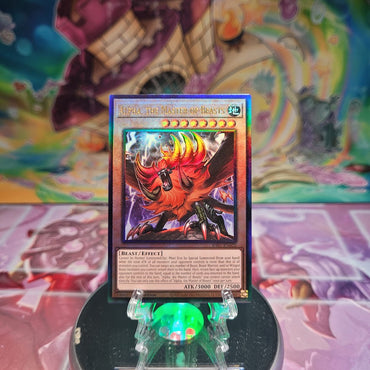 A Prismatic Ultimate Rare "Alpha, the Master of Beasts" card from the Yugioh Set: Rarity Collection 1 (RA01).