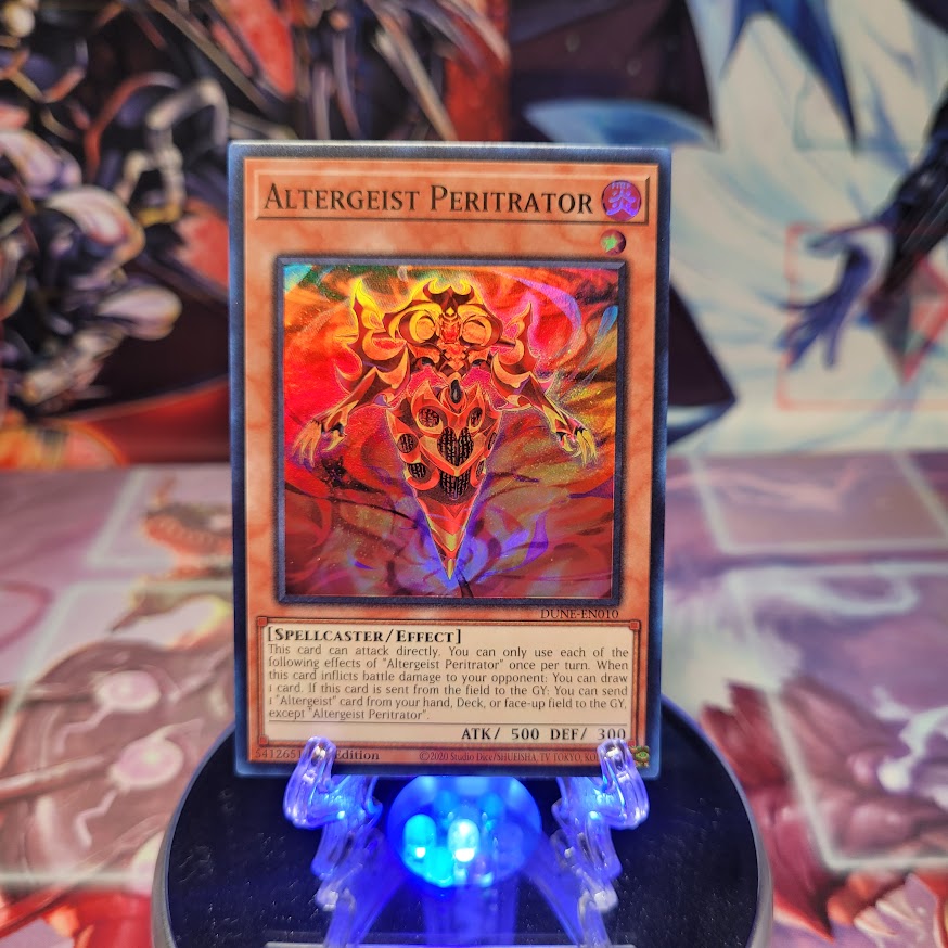  A Super Rare "Altergeist Peritrator" card from the Yugioh Set: Duelist Nexus.