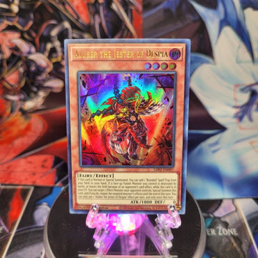 An Ultra Rare "Aluber the Jester of Despia" card from the Yugioh Set: Ghosts From the Past: The 2nd Haunting (GFP2).