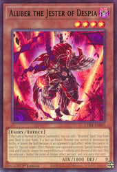 An Ultra Rare "Aluber the Jester of Despia" card from the Yugioh Structure Deck: The Fallen & The Virtuous (CH01).