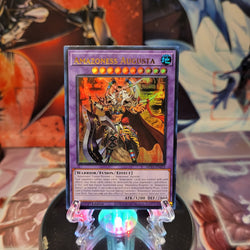 An Ultra Rare "Amazoness Augusta" card from the Yugioh 25th Anniversary Tin: Dueling Heroes set.