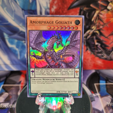 A Super Rare "Amorphage Goliath" card from the Yugioh Set: Fists of the Gadgets.