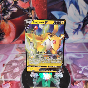 An Ultra Rare "Ampharos V" (049/185) card from the Pokemon Set: Vivid Voltage.