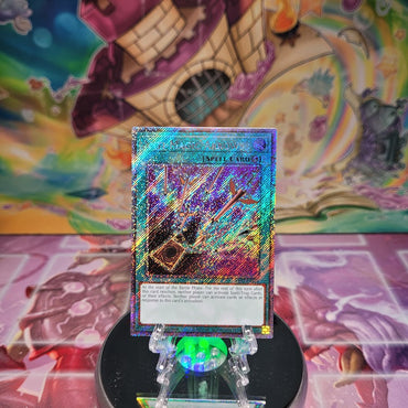 A Platinum Secret Rare "Anti-Magic Arrows" card from the Yugioh Set: Quarter Century Bonanza (RA03)