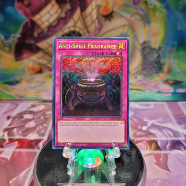 A Secret Rare "Anti-Spell Fragrance" card from the Yugioh Set: Rarity Collection 2 (RA02).