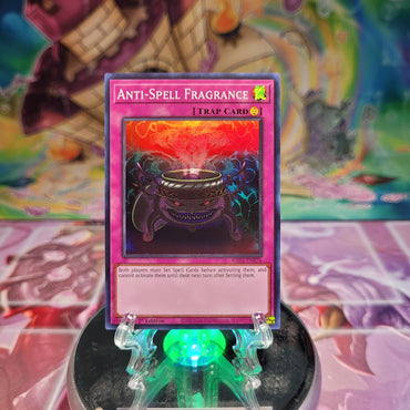 A Super Rare "Anti-Spell Fragrance" card from the Yugioh Set: Rarity Collection 2 (RA02).