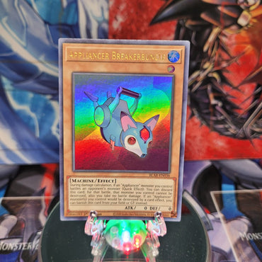 An Ultra Rare "Appliancer Breakerbuncle" card from the Yugioh Set: Battles of Legend: Armageddon.