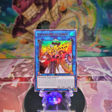 An Ultra Rare "Arcana Extra Joker" card from the Yugioh 2018 Mega-Tins.