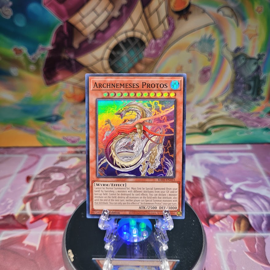 A Super Rare "Archnemeses Protos" card from the Yugioh Set: Quarter Century Bonanza (RA03).