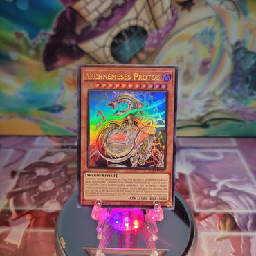 An Ultra Rare "Archnemeses Protos" card from the Yugioh Set: Quarter Century Bonanza (RA03).