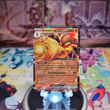 A Double Rare "Armarouge Ex" (027/182) card from the Pokemon Set: Scarlet & Violet: Paradox Rift (PAR).