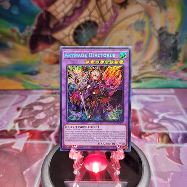 A Secret Rare "Artmage Diactorus" card from the Yugioh Set: Duelist's Advance (DUAD)