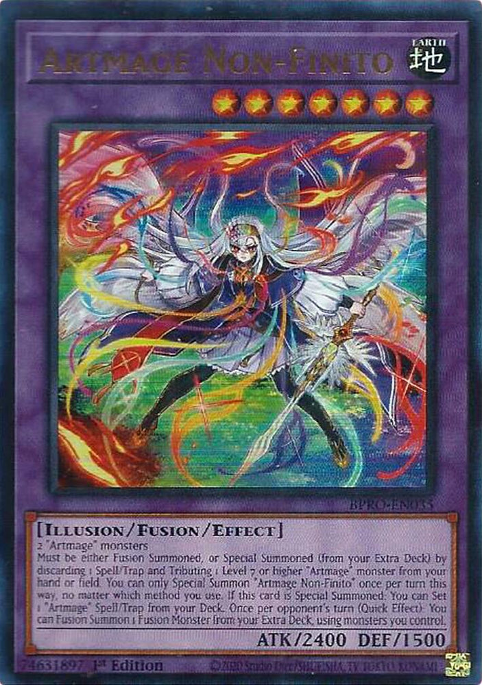 An Ultra Rare "Artmage Non-Finito" card from the Yugioh Set: Burst Protocol (BPRO).