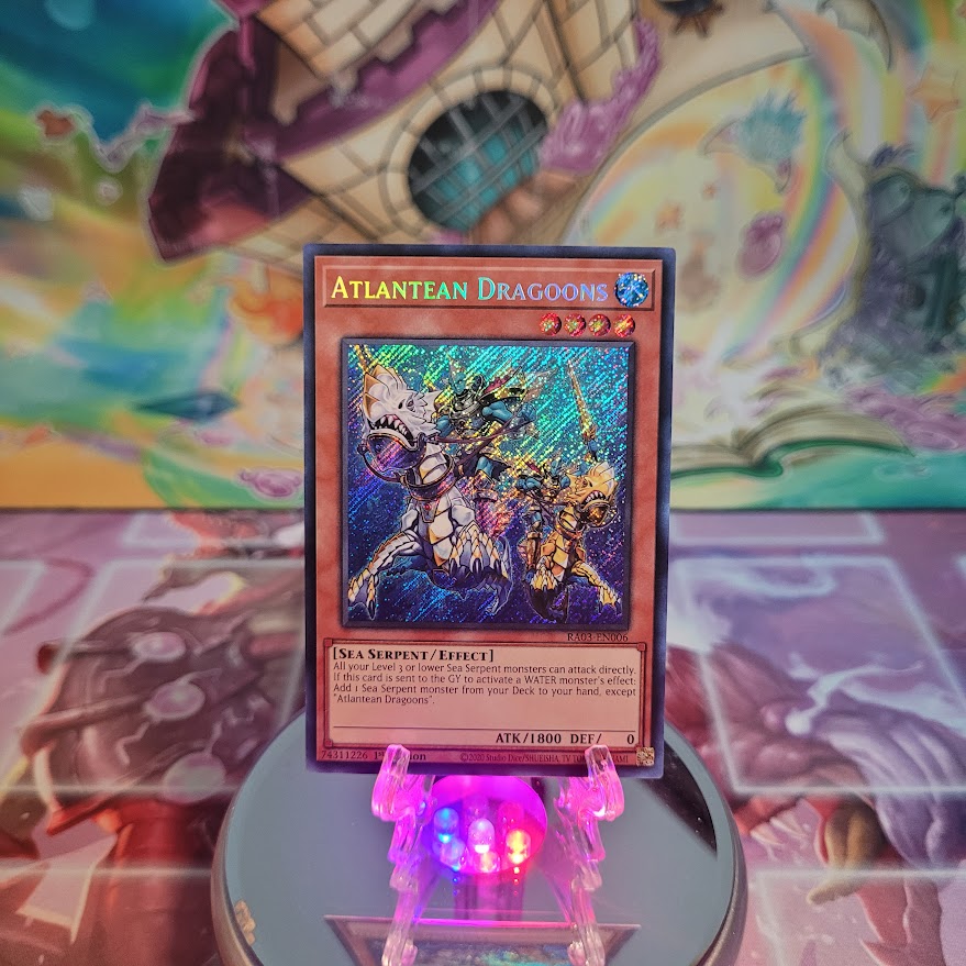  A Secret Rare "Atlantean Dragoons" card from the Yugioh Set: Quarter Century Bonanza (RA03).