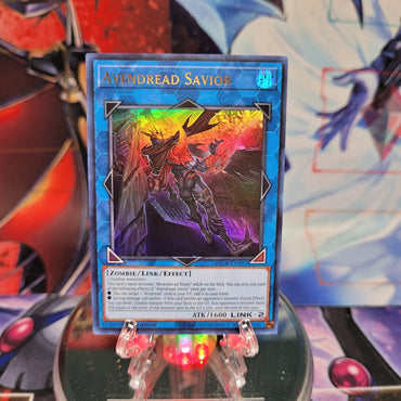 An Ultra Rare "Avendread Savior" card from the Yugioh Set: Battles of Legend: Crystal Revenge.