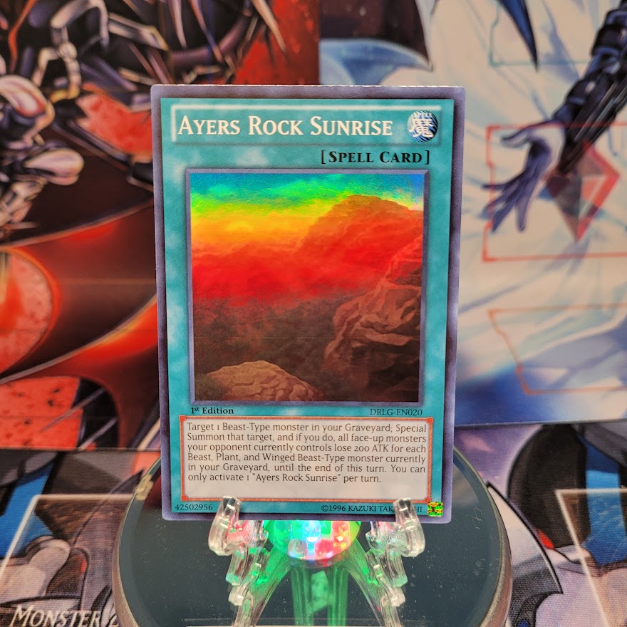  A Super Rare "Ayers Rock Sunrise" card from the Yugioh Set: Dragons of Legend.