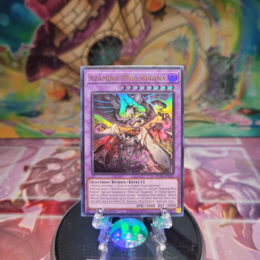 An Ultra Rare "Azamina Moa Regina" card from the Yugioh Set: Rage of the Abyss (ROTA).