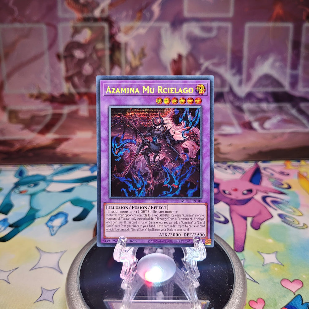 A Prismatic Secret Rare "Azamina Mu Rcielago" card from the Yugioh Set: 2025 Mega-Tins Mega Pack (Mp25).