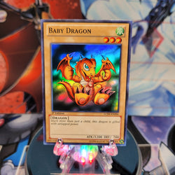 A Super Rare "Baby Dragon" card from the Yugioh Set: Legendary Collection 4: Joey's World (LCJW).