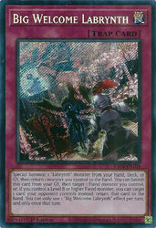 A Secret Rare "Big Welcome Labrynth" card from the Yugioh Set: Quarter Century Stampede (RA04).