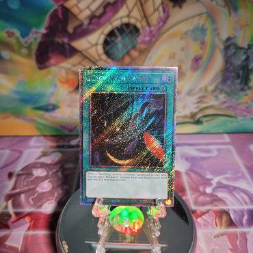 A Platinum Secret Rare "Black Whirlwind" card from the Yugioh Set: Quarter Century Bonanza (RA03)