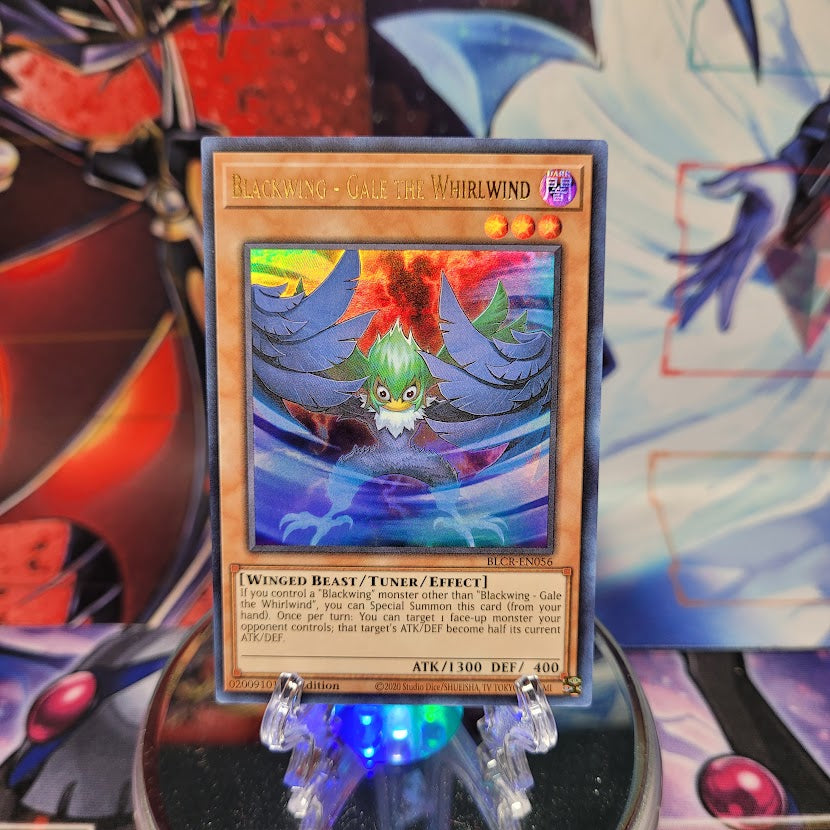 An Ultra Rare "Blackwing - Gale the Whirlwind" card from the Yugioh Set: Battles of Legend: Crystal Revenge.