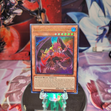 An Ultra Rare "Blackwing - Simoon the Poison Wind" card from the Yugioh Set: Rarity Collection 1 (RA01).