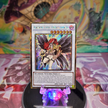 A Gold Secret Rare "Blackwing Tamer - Obsidian Hawk Joe" card from the Yugioh set: Premium Gold: Return of the Bling.