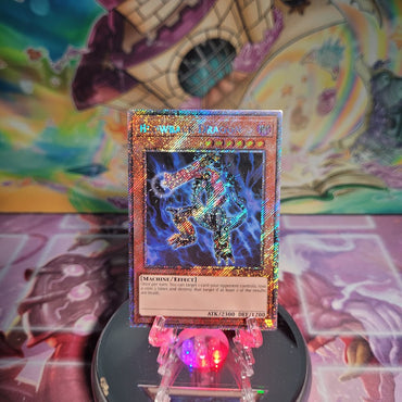 A Platinum Secret Rare "Blowback Dragon" card from the Yugioh Set: Quarter Century Bonanza (RA03).