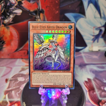 A Super Rare "Blue-Eyes Abyss Dragon" card from the Yugioh Set: Rarity Collection 1 (RA01).