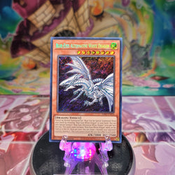 A Secret Rare "Blue-Eyes Alternative White Dragon" card from the Yugioh Set: Rarity Collection 2 (RA02).