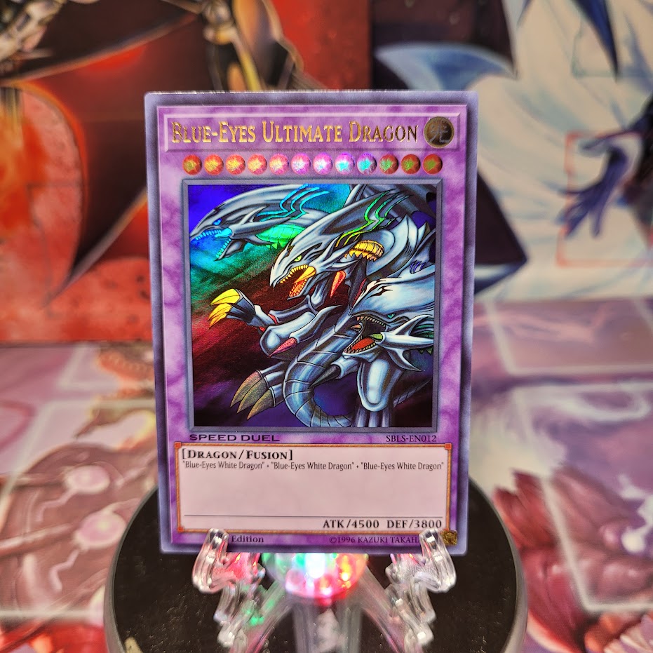 An Ultra Rare "Blue-Eyes Ultimate Dragon" card from the Yugioh Set: Speed Duel: Arena of Lost Souls