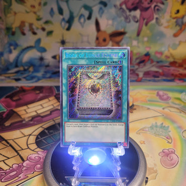 A Secret Rare "Book of Lunar Eclipse" card from the Yugioh Set: Lightning Overdrive (LIOV).