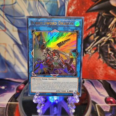 An Ultra Rare "Borrelsword Dragon" card from the Yugioh Set: Magnificent Mavens.