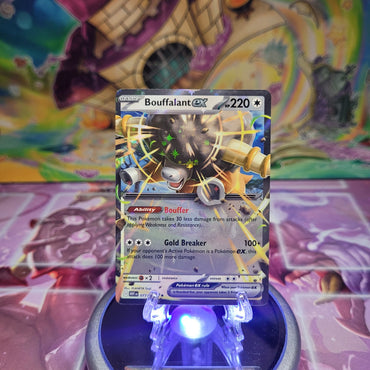 A Double Rare "Bouffalant Ex" (077/086) card from the Pokemon Set: Scarlet & Violet: White Flare (WHT).