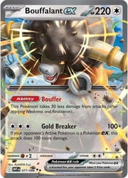 A Double Rare "Bouffalant Ex" (077/086) card from the Pokemon Set: Scarlet & Violet: White Flare (WHT).