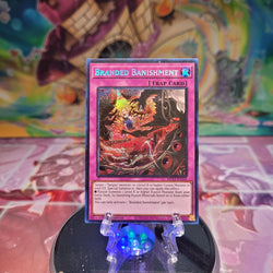 A Prismatic Secret Rare "Branded Banishment" card from the Yugioh Set: 25th Anniversary Tin: Dueling Heroes Mega-Tin Mega Pack. 