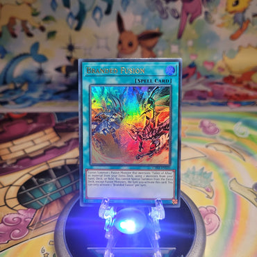 An Ultra Rare "Branded Fusion" card from the Yugioh Structure Deck: The Fallen & The Virtuous (CH01).