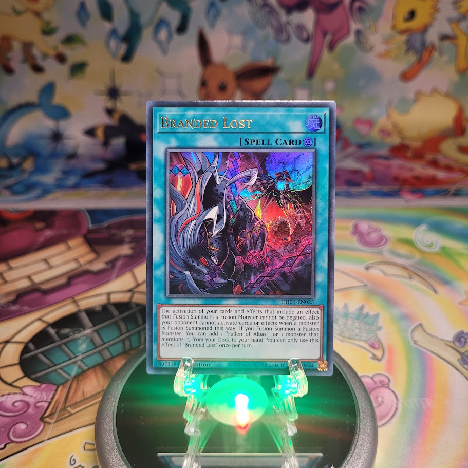 An Ultra Rare "Branded Lost" card from the Yugioh Structure Deck: The Fallen & The Virtuous (CH01).