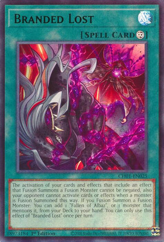 An Ultra Rare "Branded Lost" card from the Yugioh Structure Deck: The Fallen & The Virtuous (CH01).