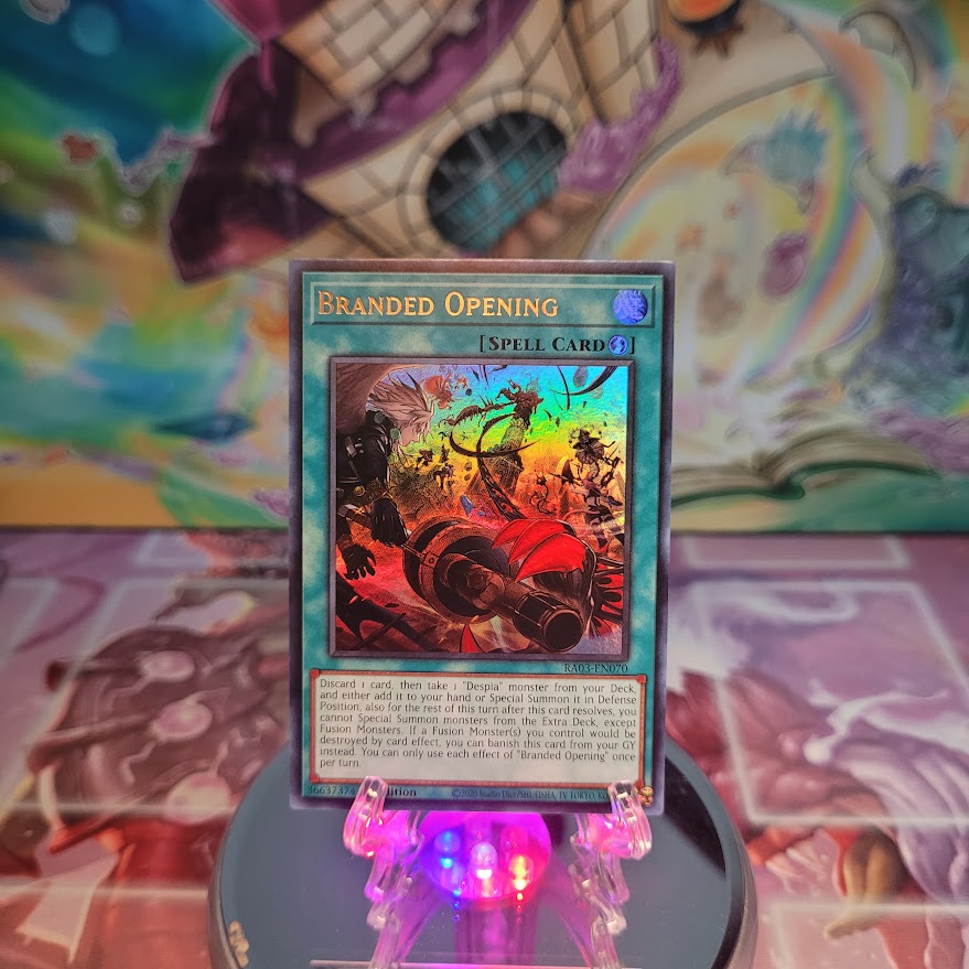 An Ultra Rare "Branded Opening" card from the Yugioh Set: Quarter Century Bonanza (RA03).