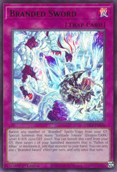 An Ultra Rare "Branded Sword" card from the Yugioh Structure Deck: The Fallen & The Virtuous (CH01).