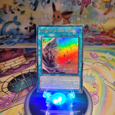 An Ultra Rare "Branded in High Spirits" card from the Yugioh Structure Deck: The Fallen & The Virtuous (CH01).