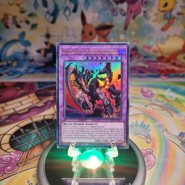 An Ultra Rare "Brigrand the Glory Dragon" card from the Yugioh Structure Deck: The Fallen & The Virtuous (CH01).